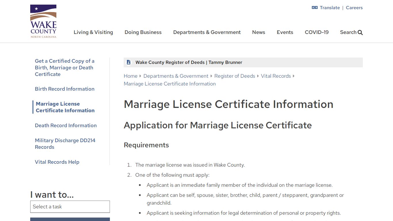 Marriage License Certificate Information | Wake County Government